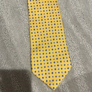 Dunhill yellow and blue flower‎ print 100% silk tie